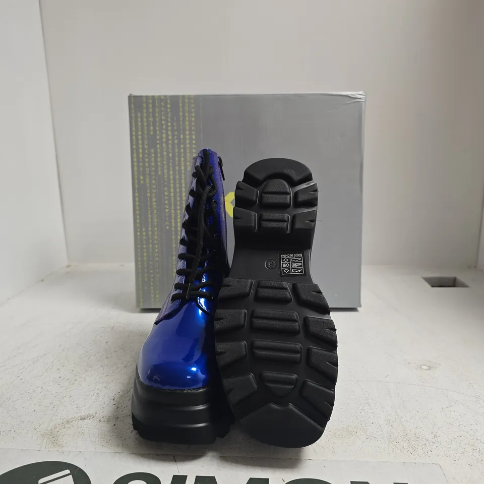 KOI DEATHWATCH TRIDENT PLATFORM BOOTS - COBALT BLUE, UK 4