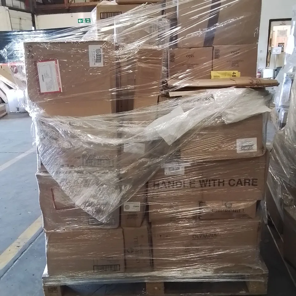PALLET CONTAINING CATERING ITEMS AND PRODUCTS SUCH AS;OLYMPIA WINE GLASSES,ARCOROC HIBALL GLASSES,SCHOTT ZWEISEL GLASSES 