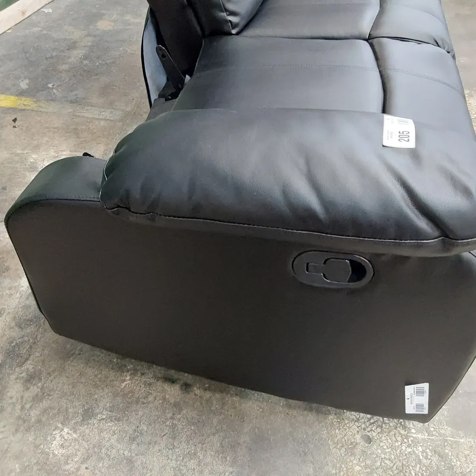 DESIGNER MANUAL RECLINING TWO SEATER SOFA BLACK LEATHER 
