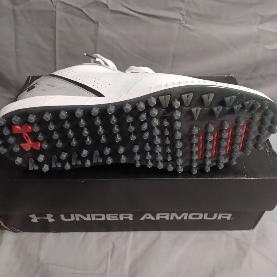 BOXED PAIR OF UNDER ARMOUR HOVR DRIVE SHOES – WHITE - UK SIZE 8