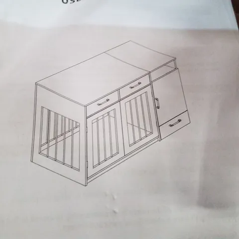 BOXED PET CRATE END TABLE - WHITE/OAK (2 BOXES)