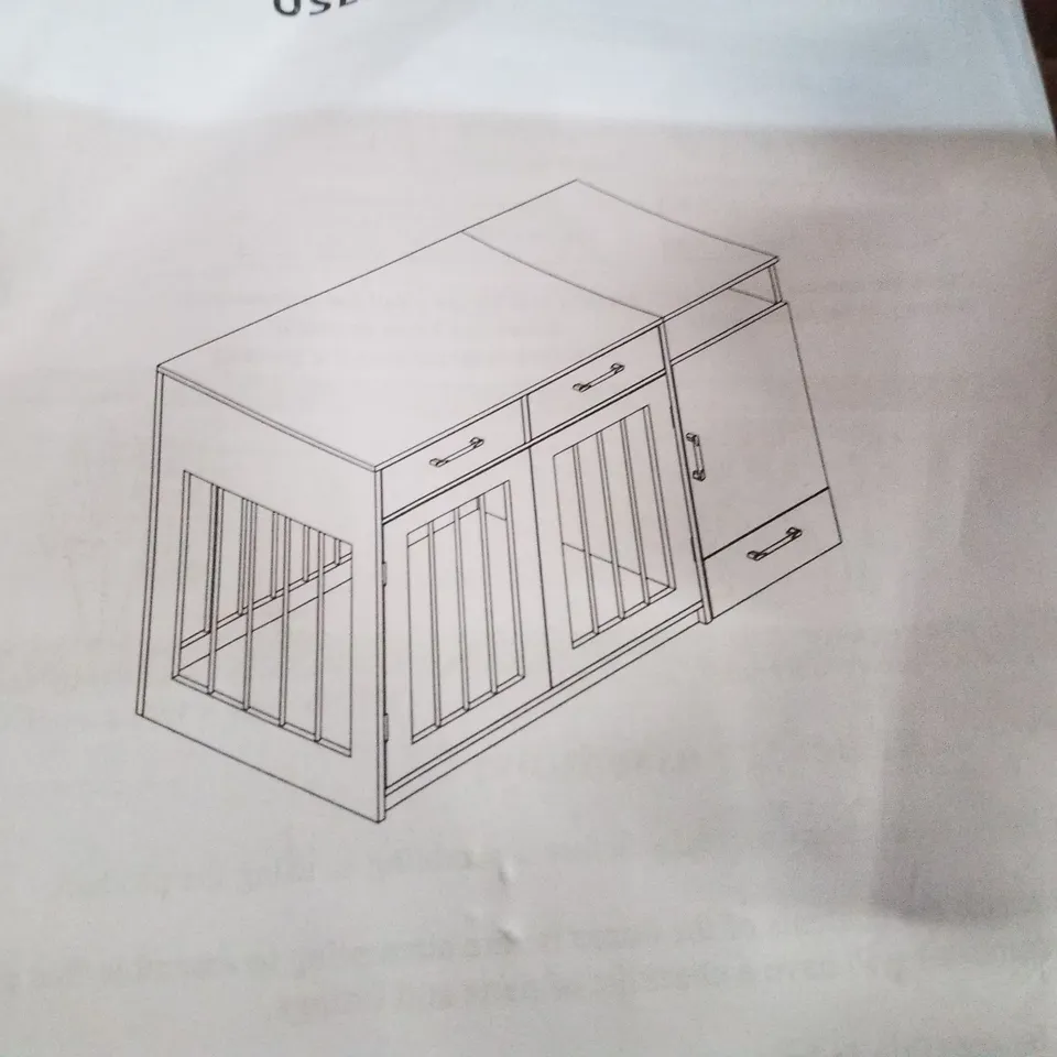 BOXED PET CRATE END TABLE - WHITE/OAK (2 BOXES)