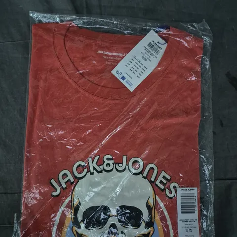 JACK & JONES JORANATOMY SKULL TEE SS CREW NECK – RED, UK XXL (EU XXL)