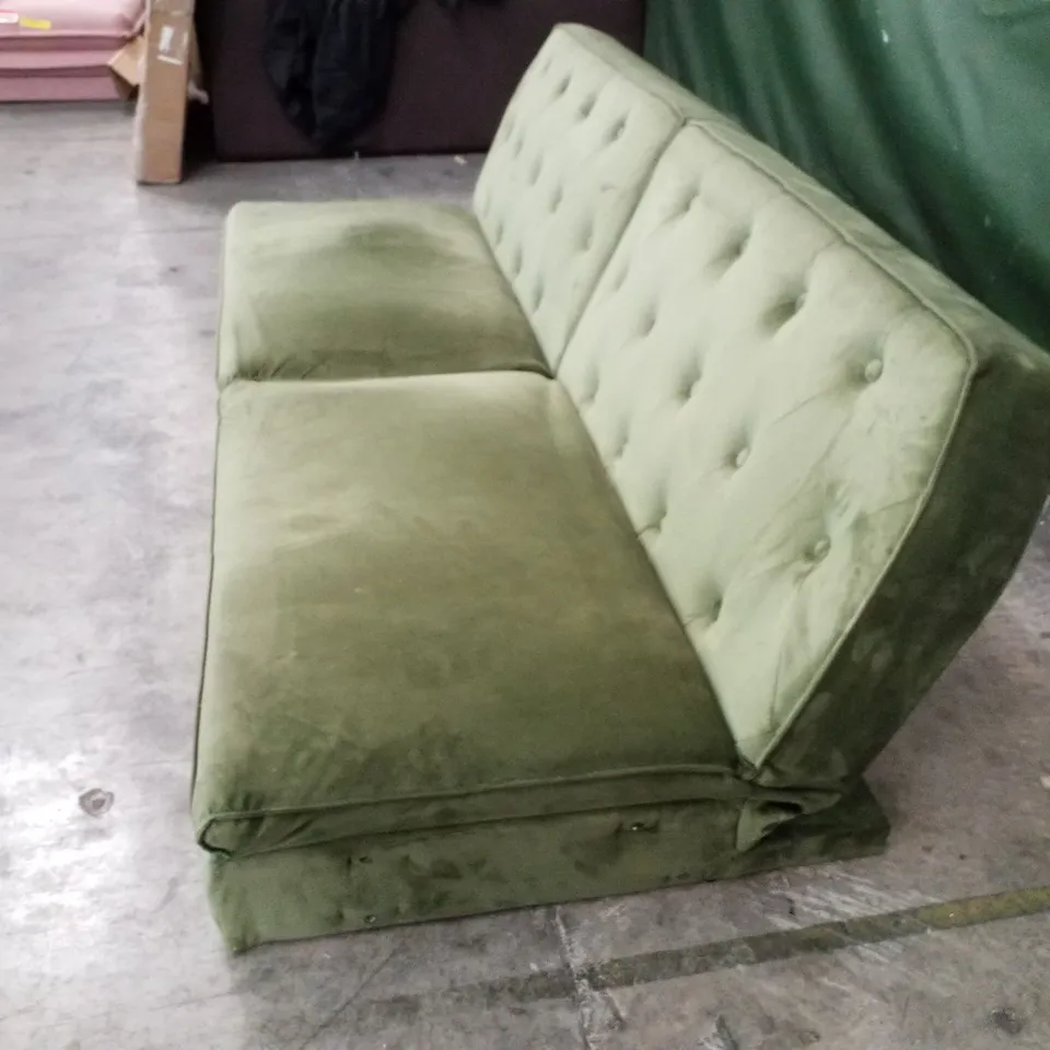 QUALITY DESIGNER 2.5 SEATER CLIC CLAC SOFA - OLIVE GREEN FABRIC