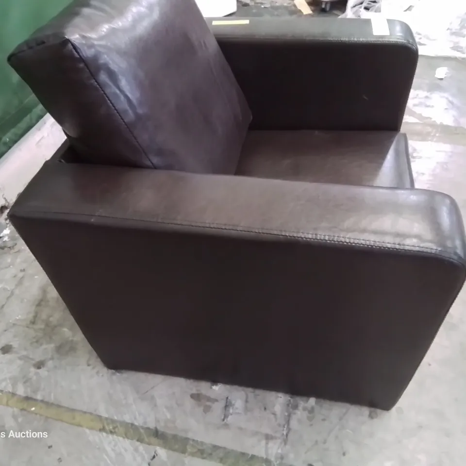DESIGNER FAVIANA ARMCHAIR BROWN FAUX LEATHER 