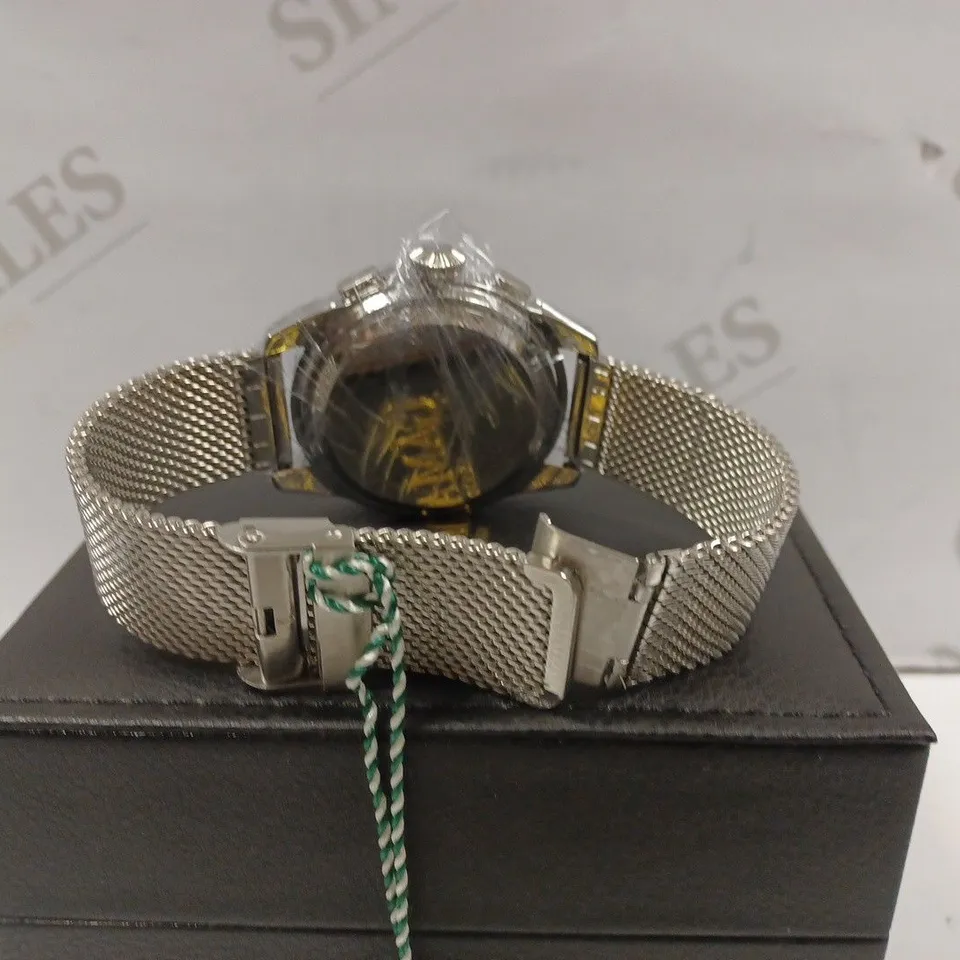 GAMAGES OF LONDON LIMITED EDITION HAND ASSEMBLED CONTEMPORARY SPORTS AUTOMATIC STEEL WATCH RRP £705