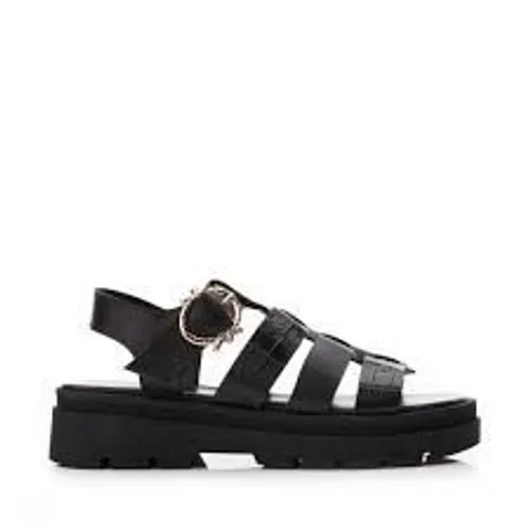 MODA IN PELLE OBSIDIAN BLACK CHUNKY FISHERMAN SANDALS SIZE 39