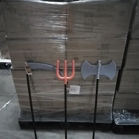 PALLET CONTAINING 8 BOXES OF BRAND NEW PLASTIC HALLOWEEN KIDS WEAPONS