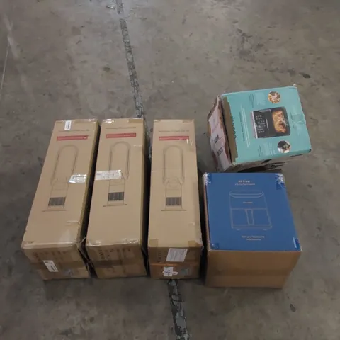 PALLET TO CONTAIN ASSORTED HOUSEHOLD PRODUCTS. INCLUDES AIR FRYERS, BLAMELESS PURIFIER AND HEATER FANS, FISHING CHAIR ETC 