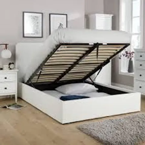 BOXED SERENITY OTTOMAN STORAGE GAS LIFT BED - CREAM // SIZE: 4'6" (2 BOXES)