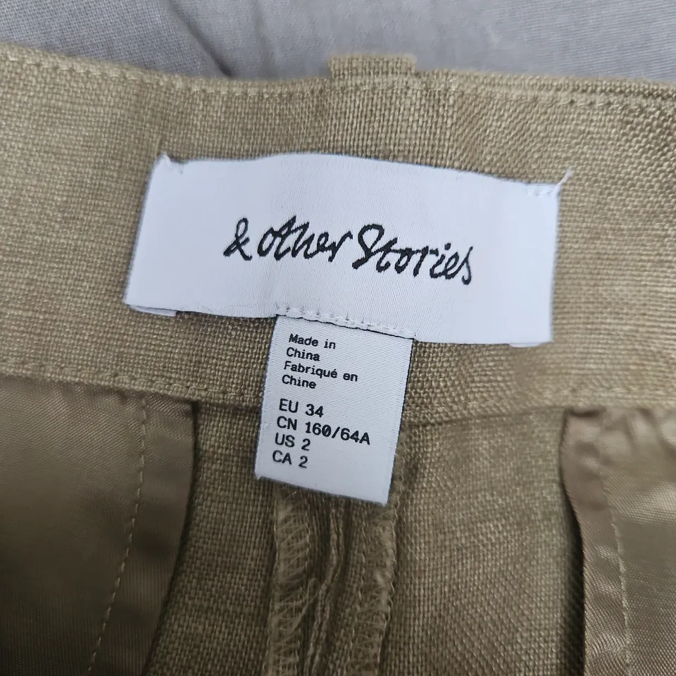 & OTHER STORIES LINEN SHORTS – BEIGE, EU 34 
