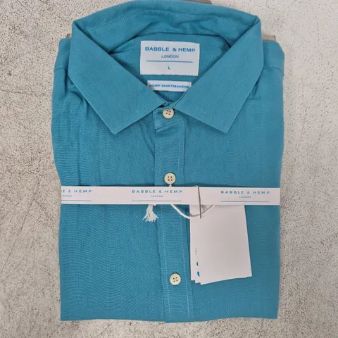 BABBLE & HEMP SHIRT IN BLUE SIZE LARGE