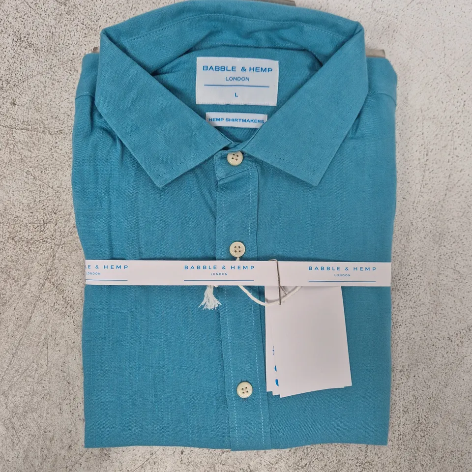 BABBLE & HEMP SHIRT IN BLUE SIZE LARGE