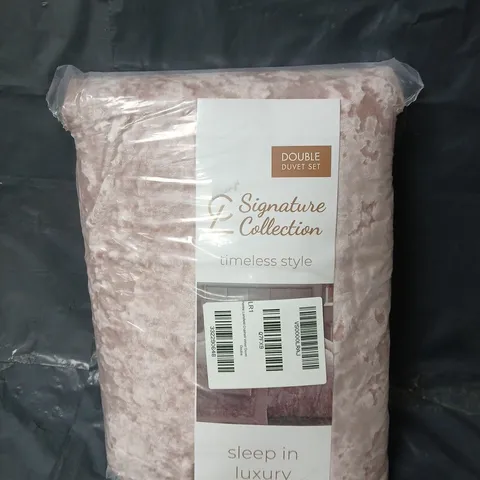 CATHERINE LANSFIELD CRUSHED VELVET DUVET COVER SET - BLUSH PINK - DOUBLE