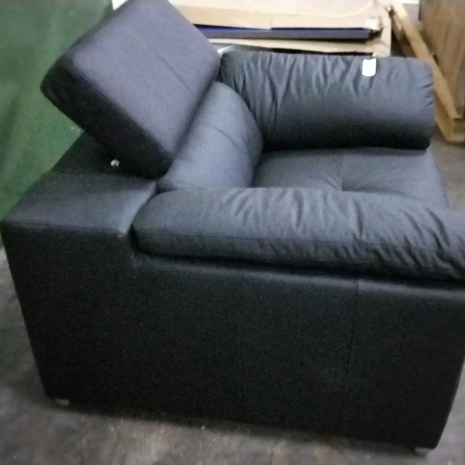 DESIGNER BLACK FAUX LEATHER ARM CHAIR WITH ADJUSTABLE HEADREST
