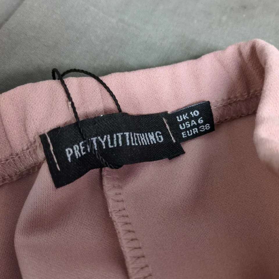 PRETTYLITTLETHING PINK WIDE-LEG TROUSERS – UK 10 (US 6, EU 38)