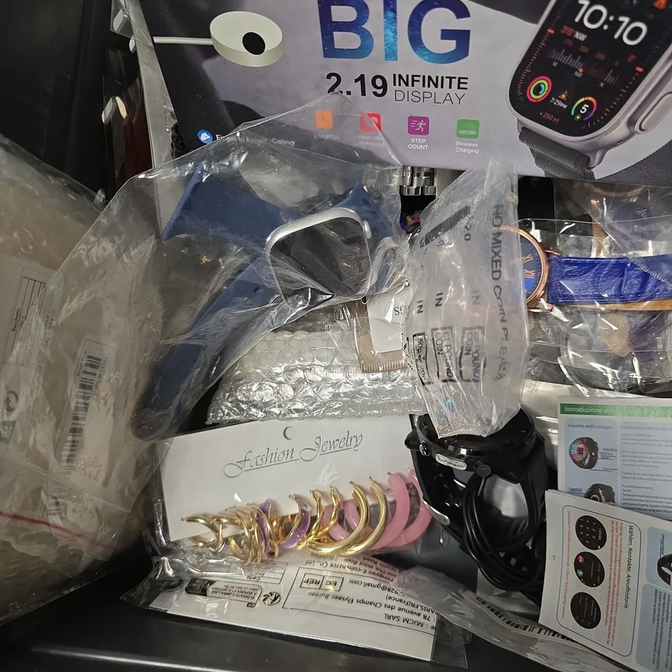 ASSORTED FASHION JEWELLERY AND SMARTWATCHES IN BIN 