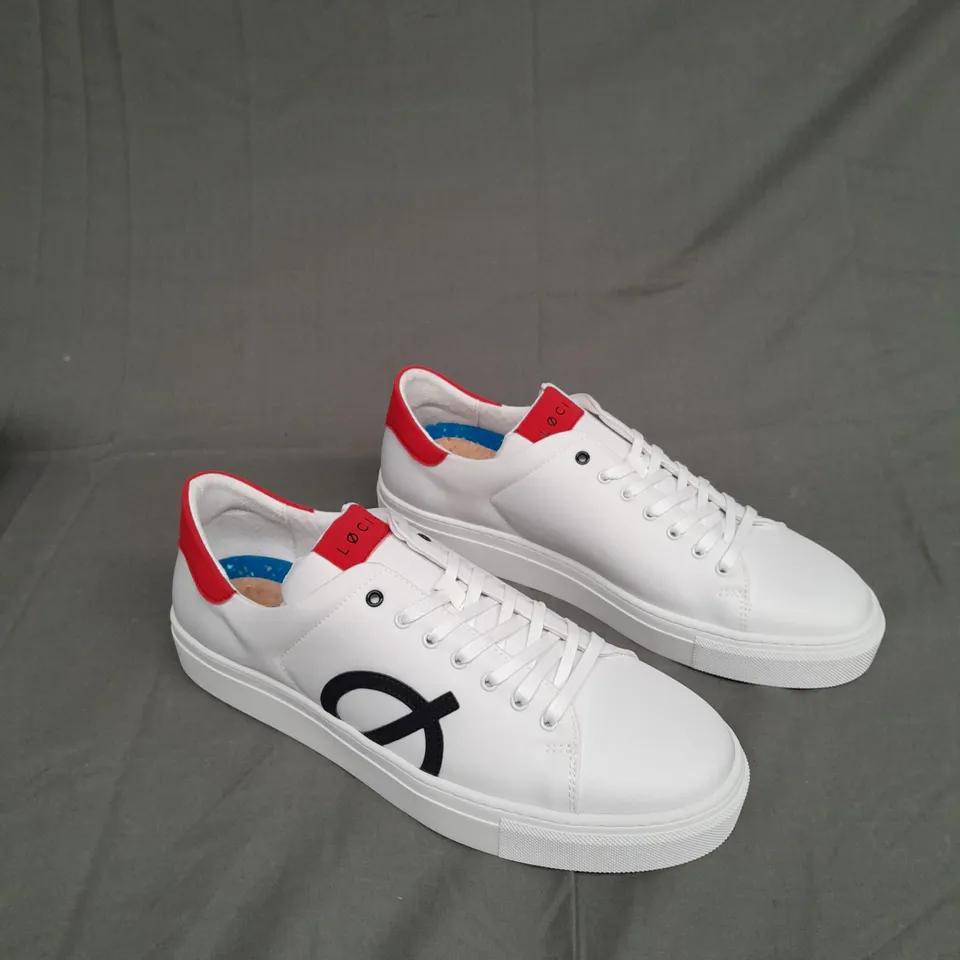 BOXED PAIR OF LOCI ORIGINS IN WHITE/RED/NAVY SIZE EU 45