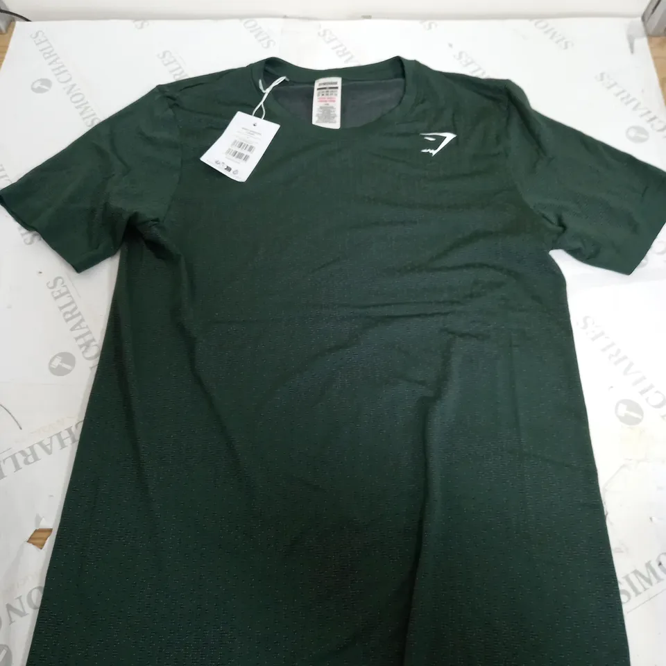 GYMSHARK SPORT SEAMLESS T-SHIRT IN DARK GREEN - MEDIUM