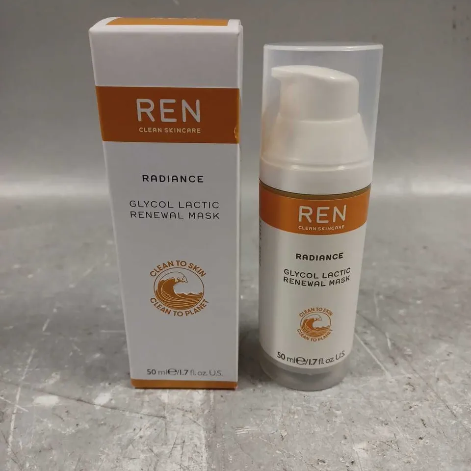 BOXED REN CLEAN SKINCARE RADIANCE GLYCOL LACTIC RENEWAL MASK 50ML