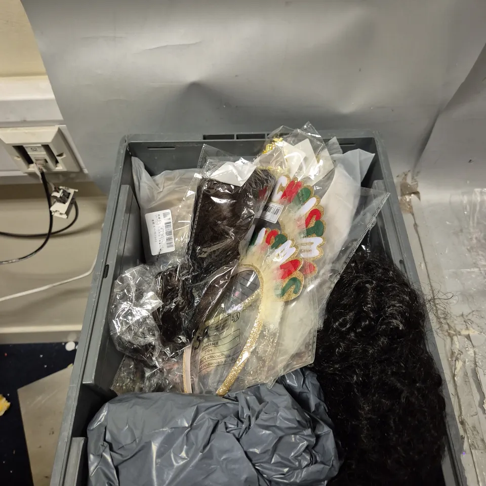 APPROXIMATELY 20 HAIR CARE ACCESSORIES TO INCLUDE HAIR BANDS, WIGS AND HAIR PIECES
