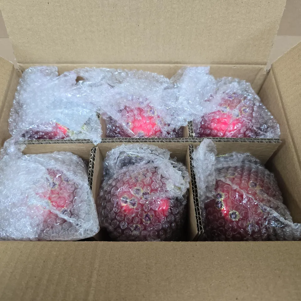 BOX OF APPROXIMATELY 70 GISELA GRAHAM RED GLITTER BAUBLES