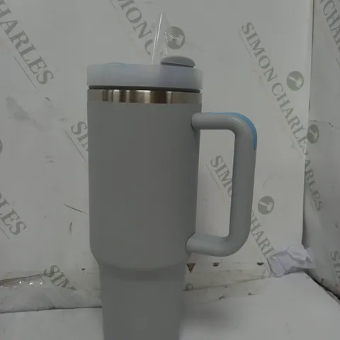 UNBRANDED INSULATED METAL TRAVEL TUMBLER IN GREY/BLUE