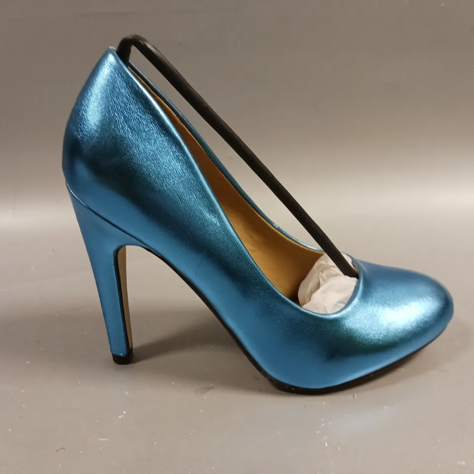 LOT OF 10 BOXED PAIRS OF ASOS SCALA HIGH HEELS SHOES IN BLUE - UK 3