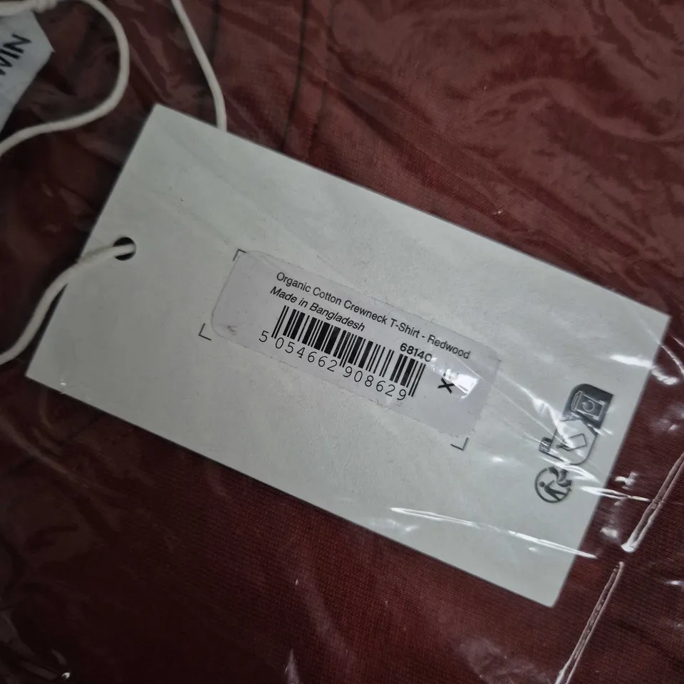 BAGGED T.M.LEWIN ORGANIC COTTON CREWNECK T-SHIRT - REDWOOD (XL)