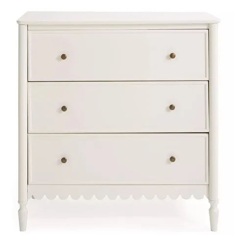 SCALLOP 3 DRAWER CHEST - CREAM - COLLETION ONLY