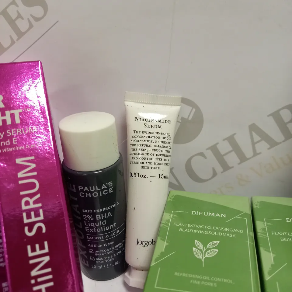 LOT OF APPROX 10 TO INCLUDE NIACINAMIDE SERUM , SHINE SERUM , ETC