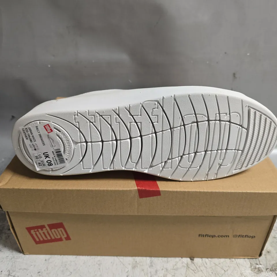 BOXED PAIR OF FITFLOP RALLY SNEAKERS IN WHITE - UK 8