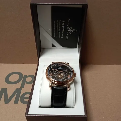 BOXED SAMUEL JOSEPH AUTOMATIC LIMITED EDITION WATCH IN ROSE GOLD BLACK