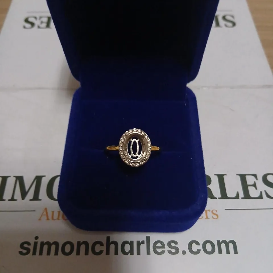 DIAMONIQUE 3.2CT OVAL RING STERLING SILVER - MISSING STONE