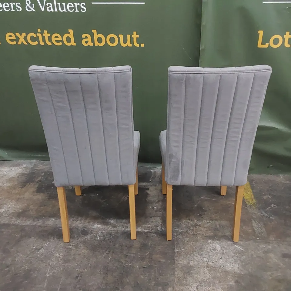 SET OF 2 SAILSBURY GREY DINING CHAIRS WITH OAK LEGS 
