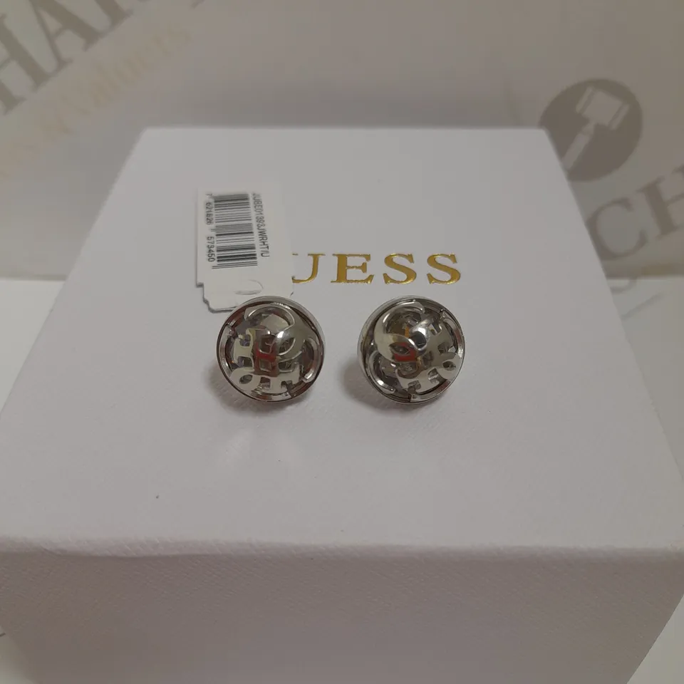 GUESS 4G LOGO BOULE STUD SILVER EARRINGS RRP £40