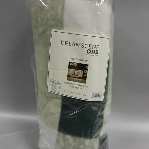 DREAMSCENE BY OHS FLEECE THROW WINTER CHECK FOREST GREEN (120 x 150cm)