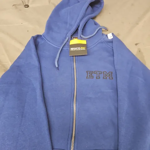 REGATTA PROFESSIONAL BLUE ZIP HOODIE WITH ETM EMBROIDERY SIZE XL