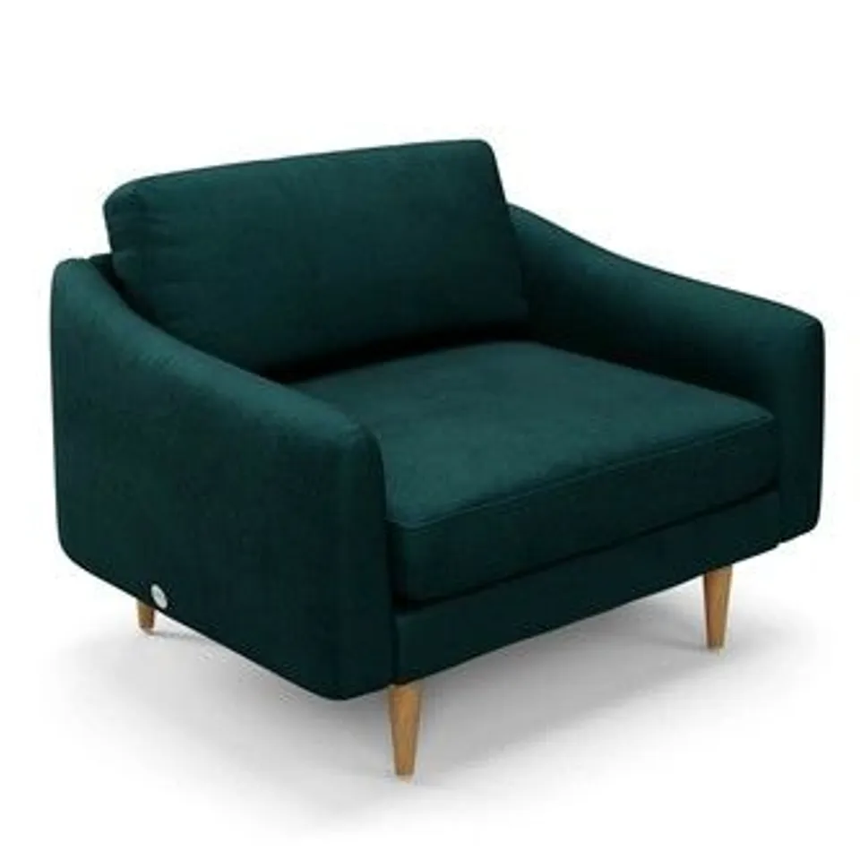 BOXED SNUG REBEL PINE GREEN VELVET SNUGGLER CHAIR (4 BOXES)