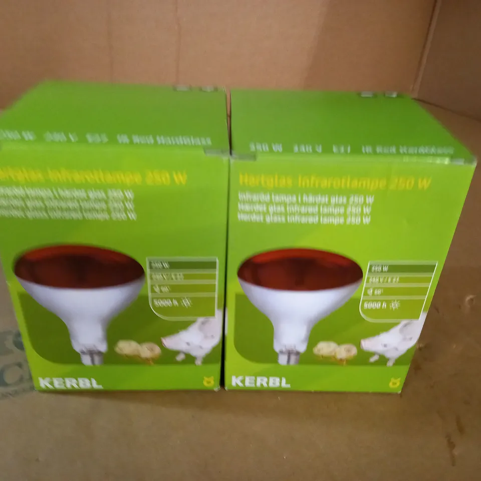 LOT OF 2 KERBL 250W IR RED HARDGLASS BULBS
