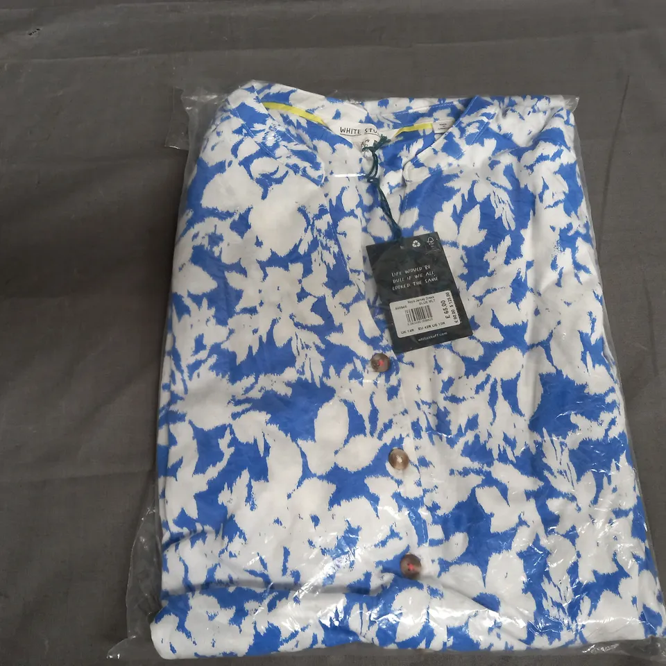 WHITE STUFF NAYA JERSEY DRESS IN BLUE MULTI - UK 14R