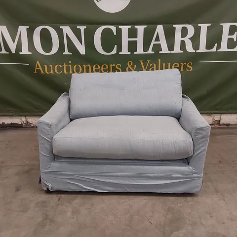 QUALITY DESIGNER SMALL 2 SEATER FABRIC UPHOLSTERED SOFA BED