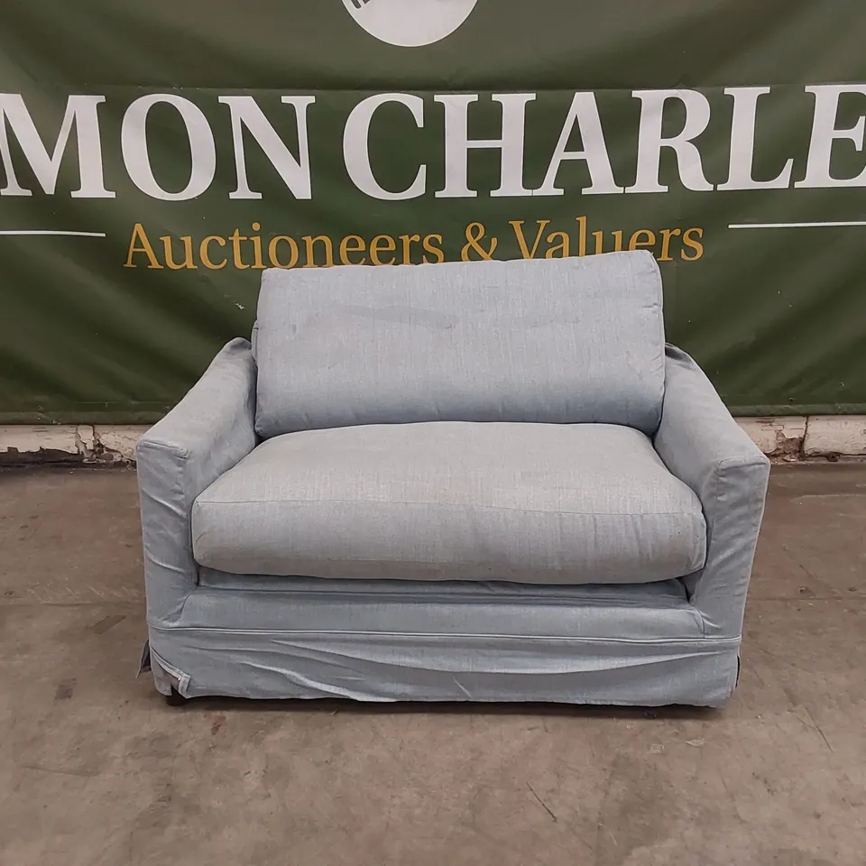 QUALITY DESIGNER SMALL 2 SEATER FABRIC UPHOLSTERED SOFA BED