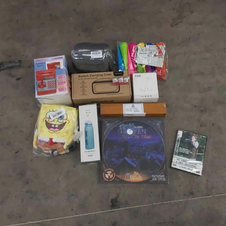 PALLET TO CONTAIN ASSORTED HOUSEHOLD PRODUCTS. INCLUDES TOYS, SWITCH CARRY CASES, BED THROWS ETC 