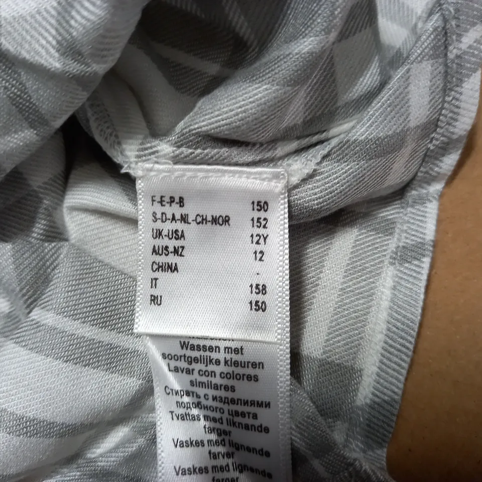 LA REDOUTE GREY/WHITE CHECKED SHIRT - SIZE 12Y