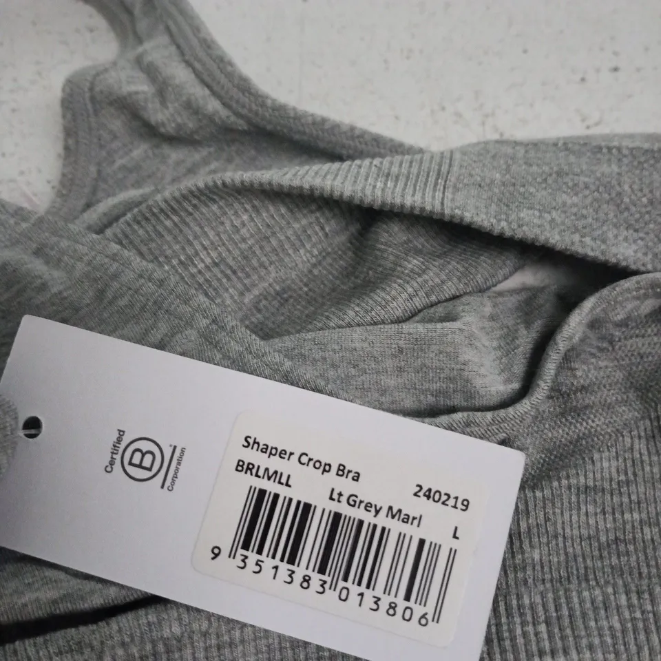 BOODY SHAPER CROP BRA – LIGHT GREY MARL – SIZE L
