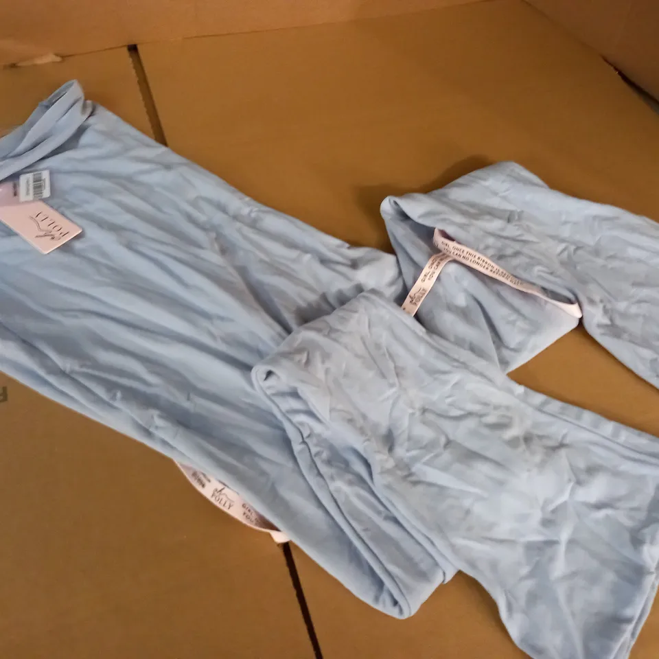 OH POLLY STRAPLESS FLARED HEM JUMPSUIT IN LIGHT BLUE- UK 12