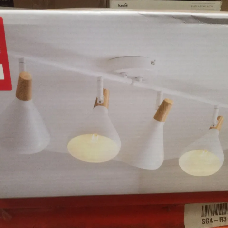BOXED DUNELM ELEMENTS WOLSTON 4 LIGHT SEMI FLUSH SPOTLIGHT BAR - WHITE