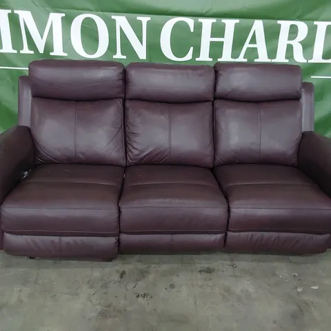 DESIGNER POWER RECLINING THREE SEATER SOFA OX BLOOD LEATHER