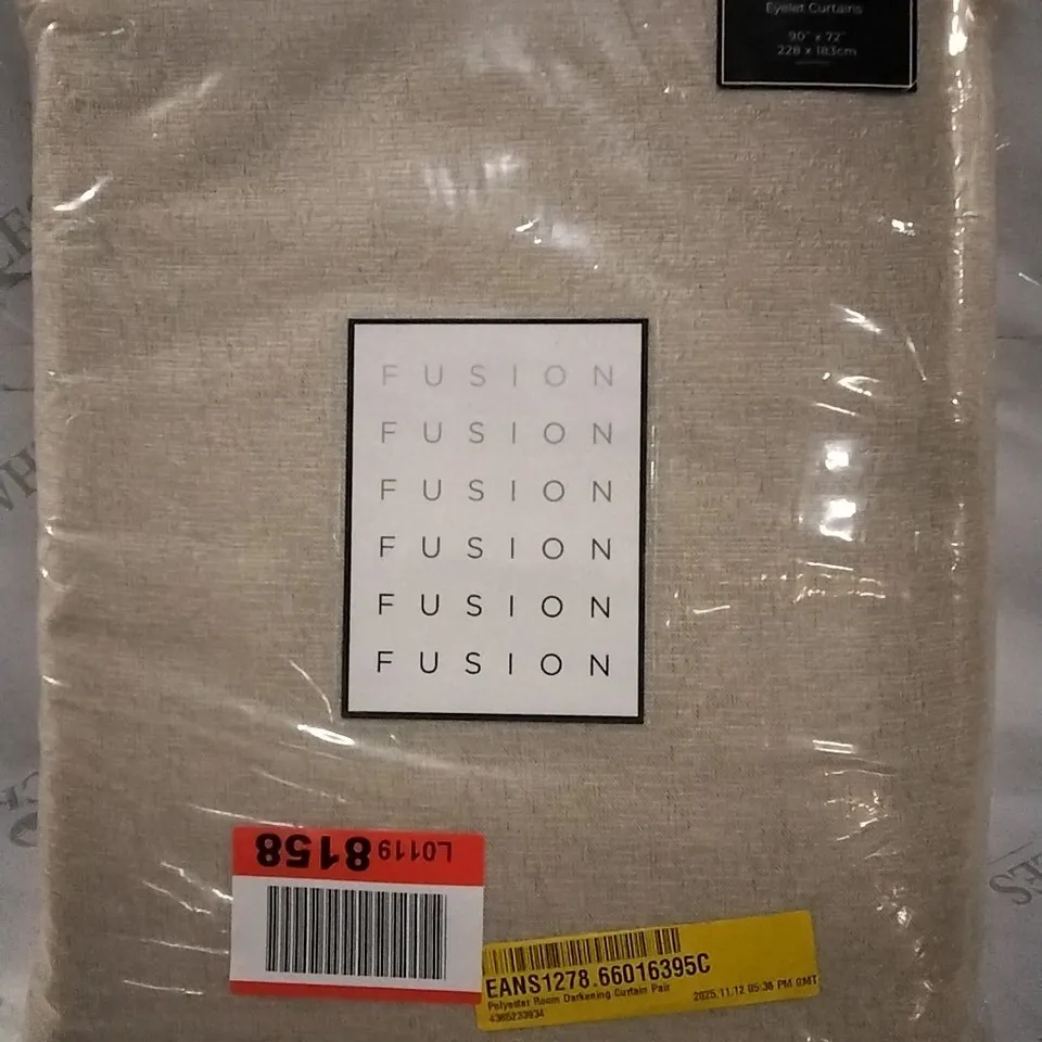 BAGGED FUSION STRATA POLYESTER ROOM DARKENING CURTAIN PAIR 228X183CM APPROX